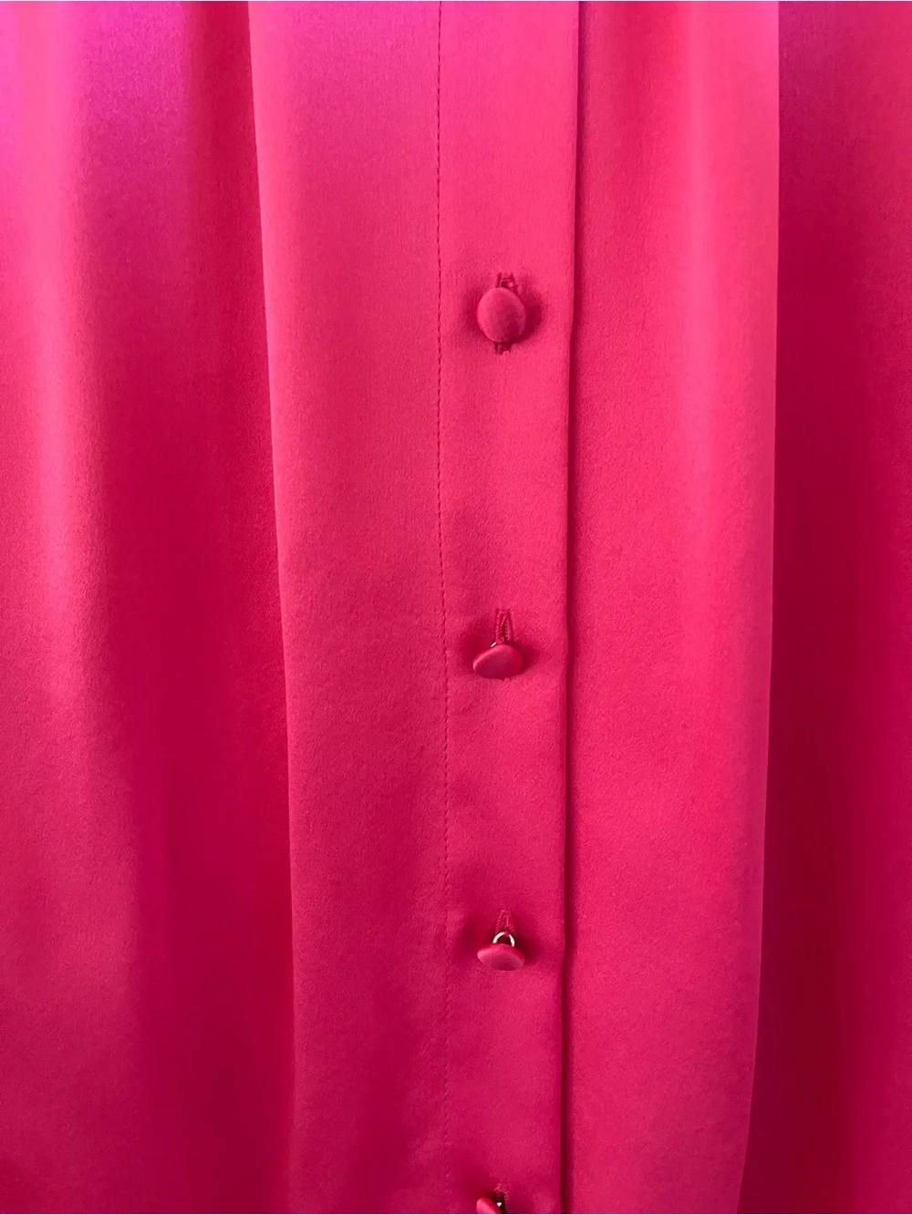 Reformation Fuschia Satin Button-Up Blouse